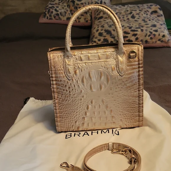 Brahmin Small Caroline Embossed Satchel- Pristine - Picture 2 of 5
